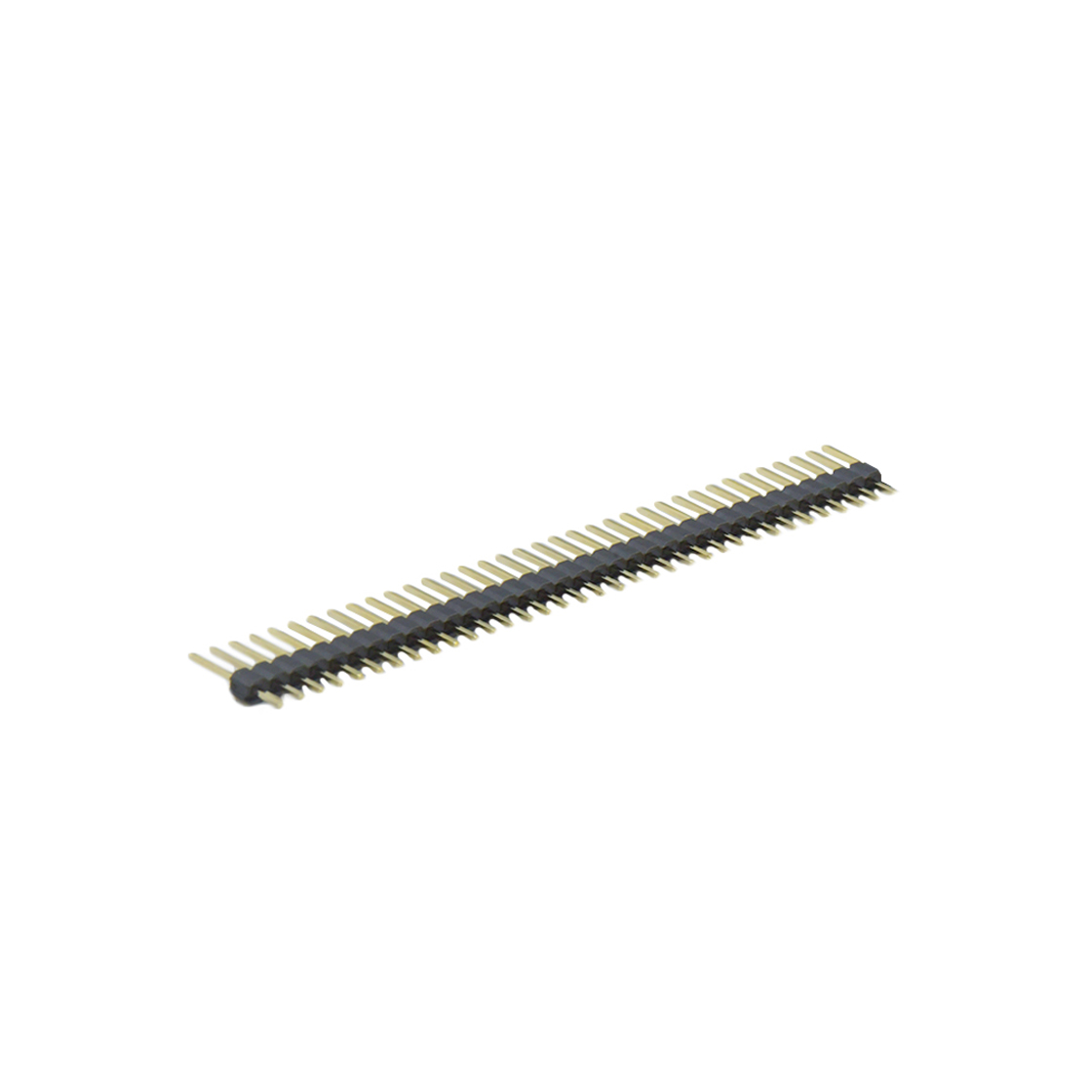 PH2541 排针连接器 Pitch 2.54mm 180° 单排 DIP 单塑 无卤排针 L=11.5MM 1X36Pin 黑色 PA6T，94V-0 镀全金G/F
